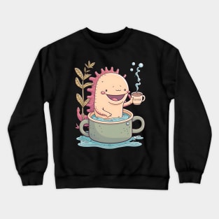 Axolotl & Coffee Kawaii Anime Cute Axolotls & Coffee Lover Crewneck Sweatshirt